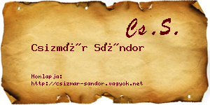Csizmár Sándor névjegykártya